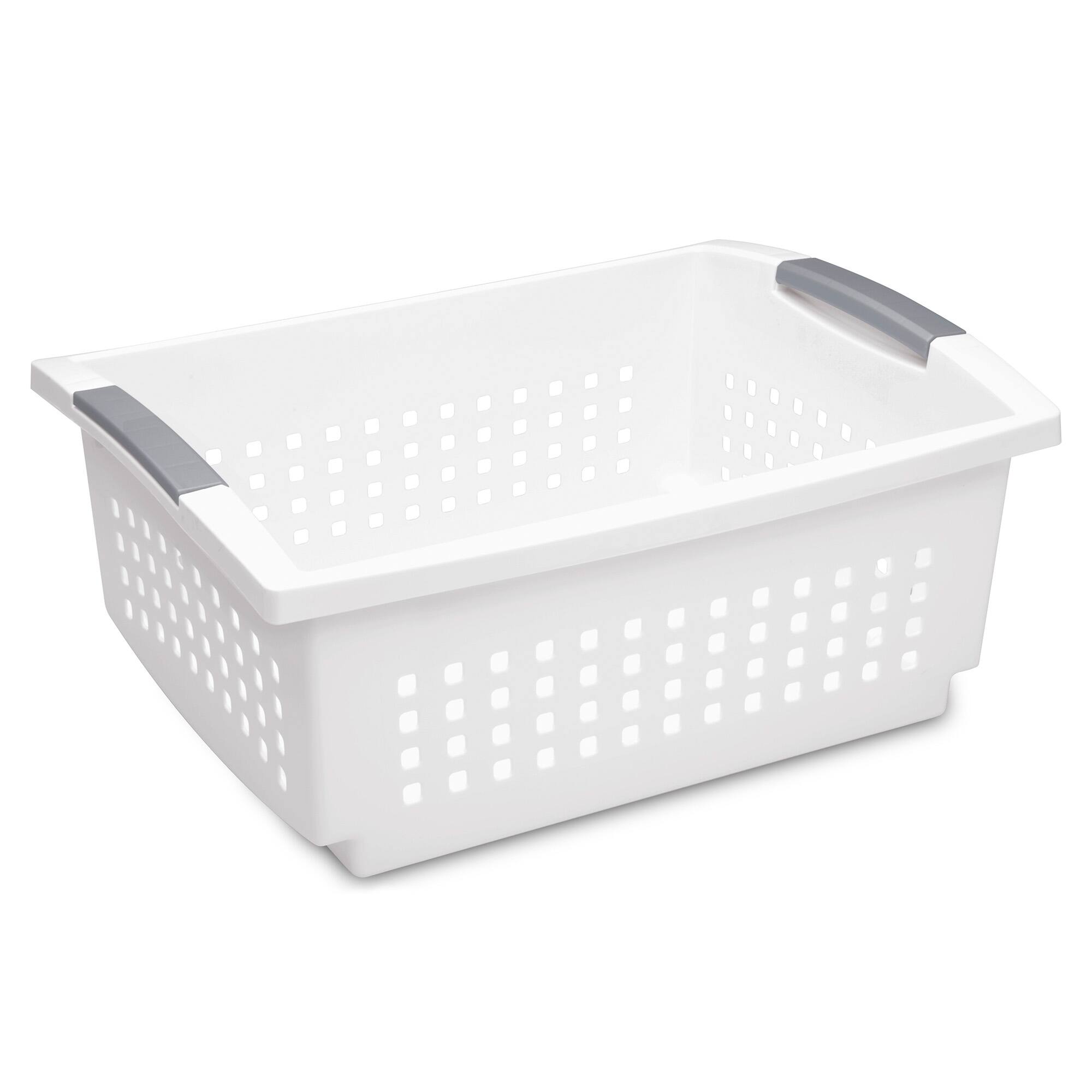 Alt View 10. Sterilite - Sterilite Large Stacking Basket, Open Top Storage Bin w/ Handles, 4 Pack, White.