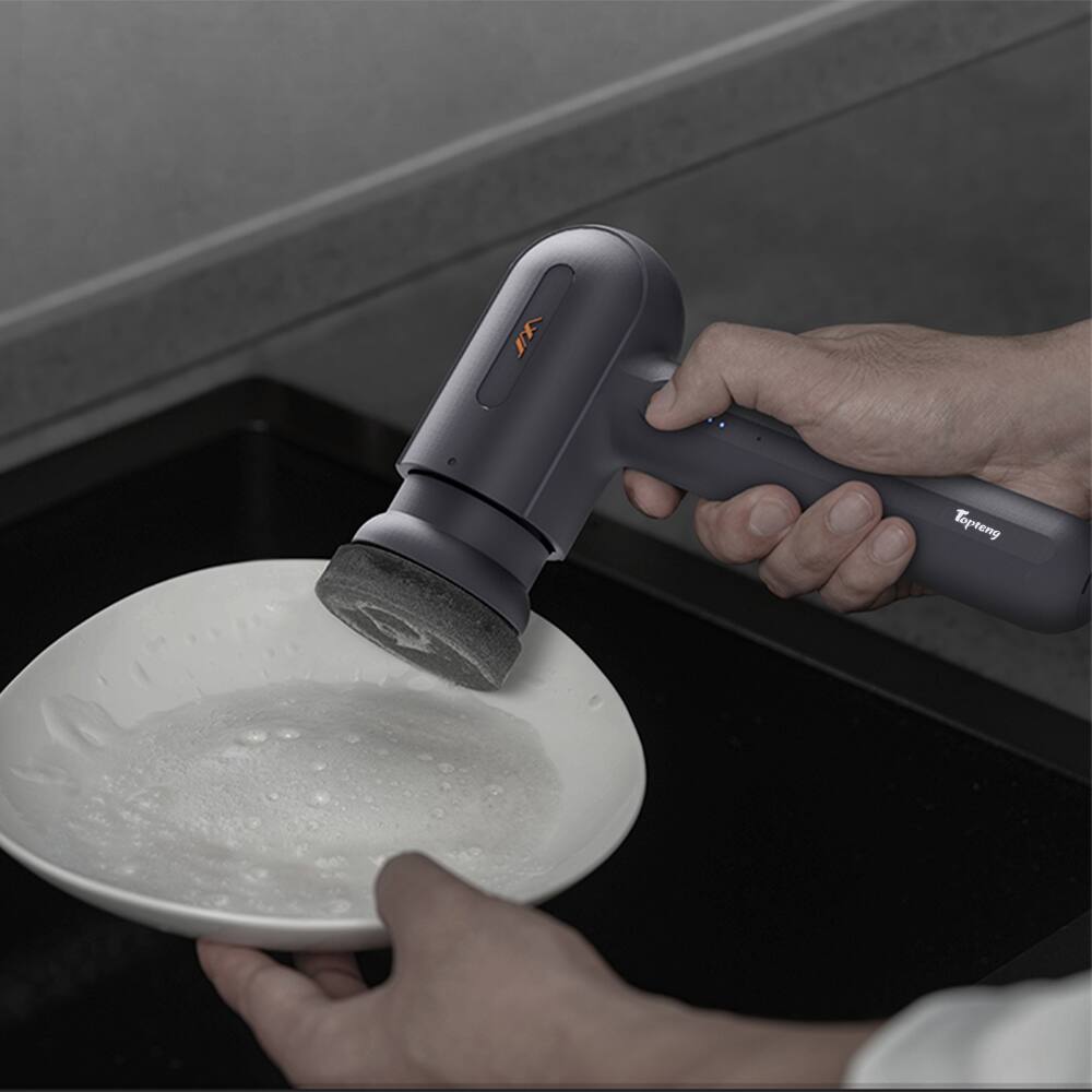 Alt View 8. Topteng - Cordless Electric Spin Scrubber - 9-in-1 Kit with 3 Brush & 6 Pad Heads, 3 Speeds, IPX5, 2000mAh for Bathroom/Kitchen​.