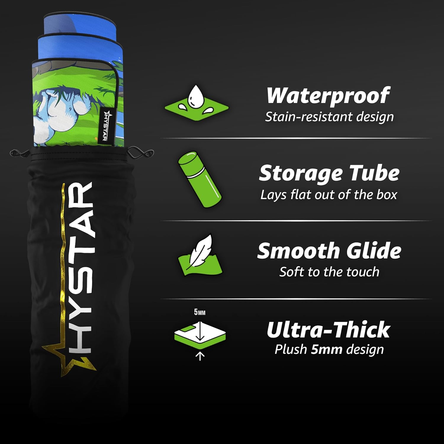 RATEY HYSTAR 5 Waterproof Stain-resistant design Storage Tube Lays flat out of the box Smooth Glide Soft to the touch Ultra-Thick Plush 5mm design