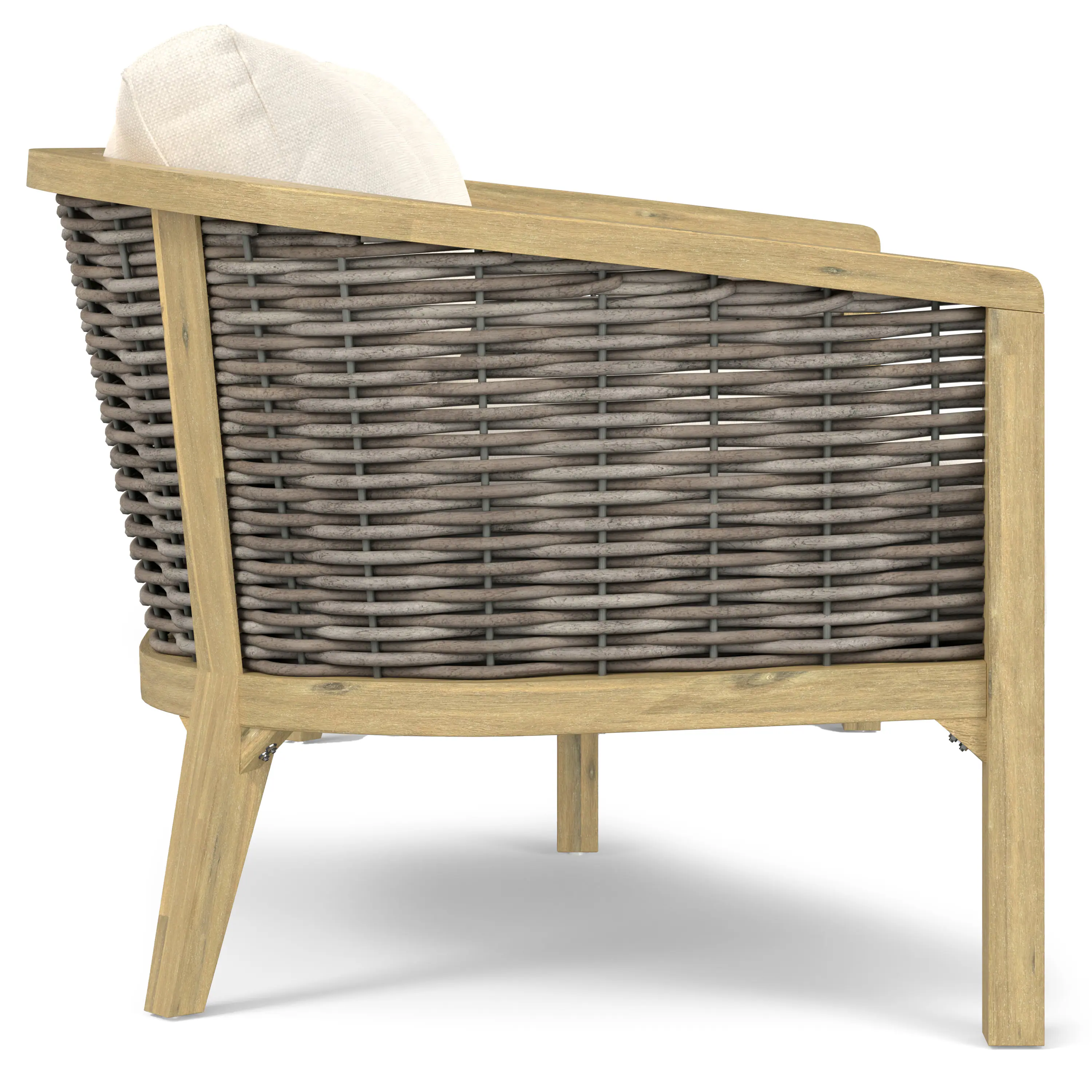 Back. Simpli Home - Parkside SOLID ACACIA WOOD 70 inch Wide Contemporary Outdoor Sofa in Polyester Fabric, Fully Assembled - Natural.