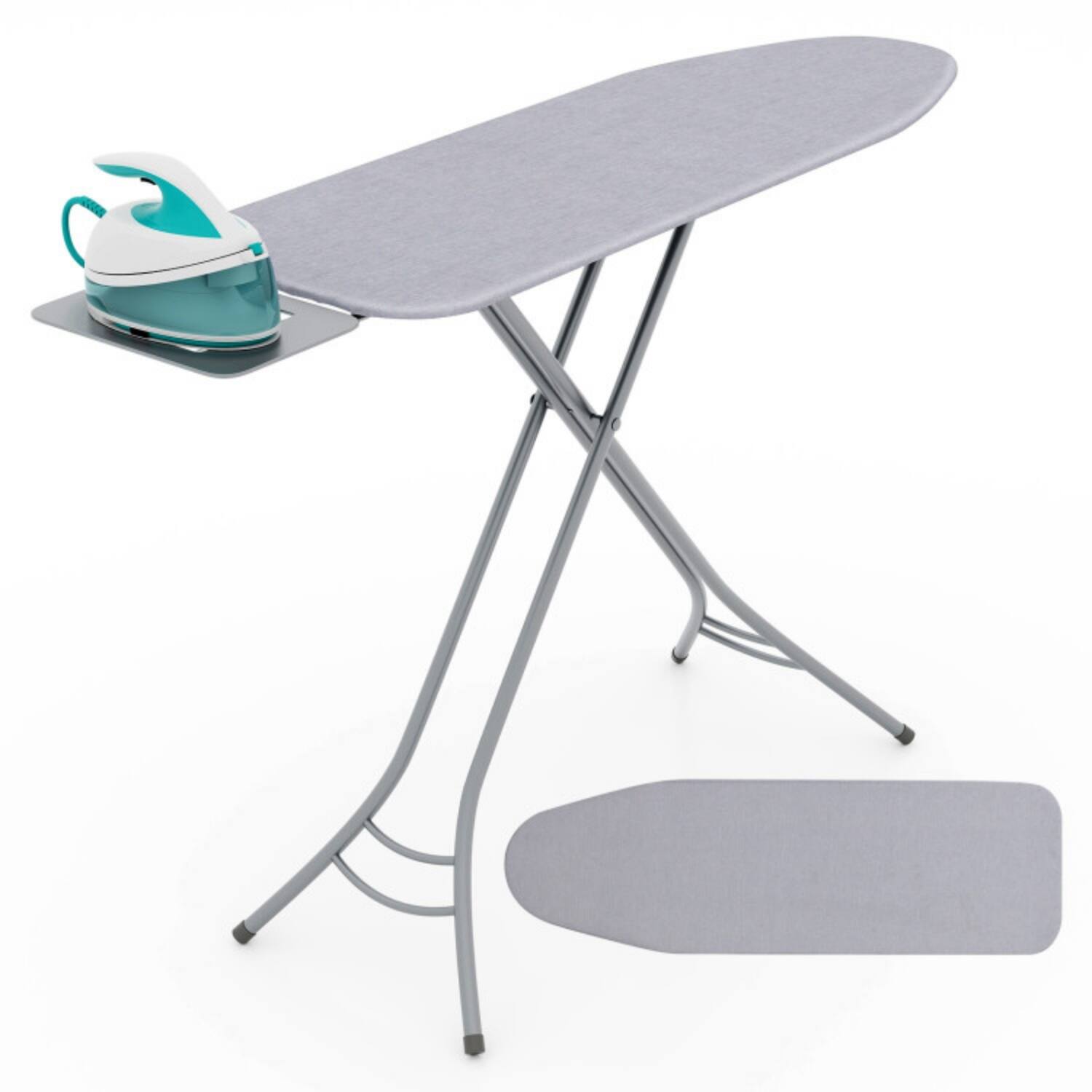 Alt View 4. LUCKY ONE - Foldable Ironing Board with Adjustable Height 27-36" & Iron Rest - Heavy Duty Metal Frame - Gray.