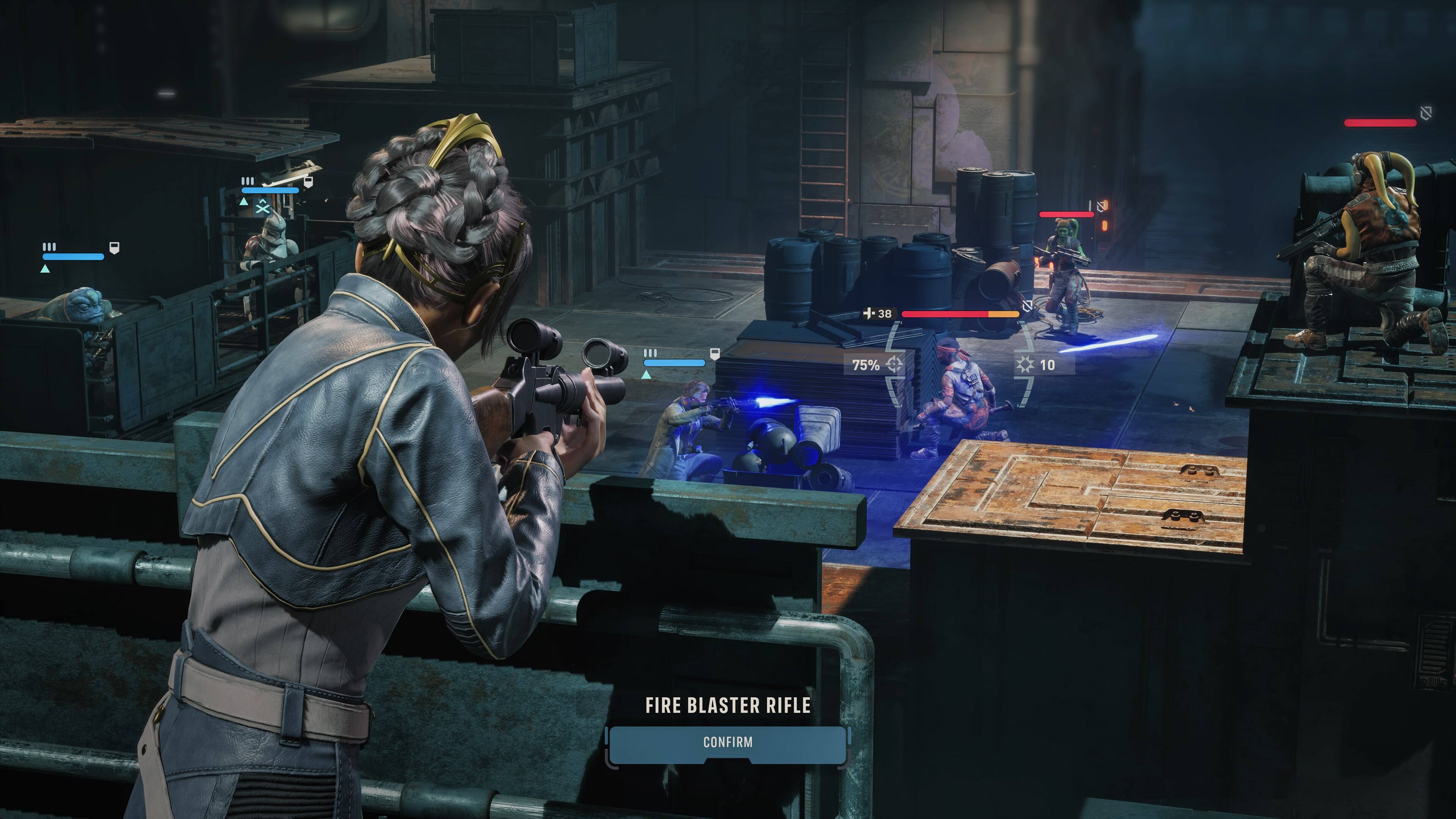 8 + 3B & 75% 10 FIRE BLASTER RIFLE a CONFIRM