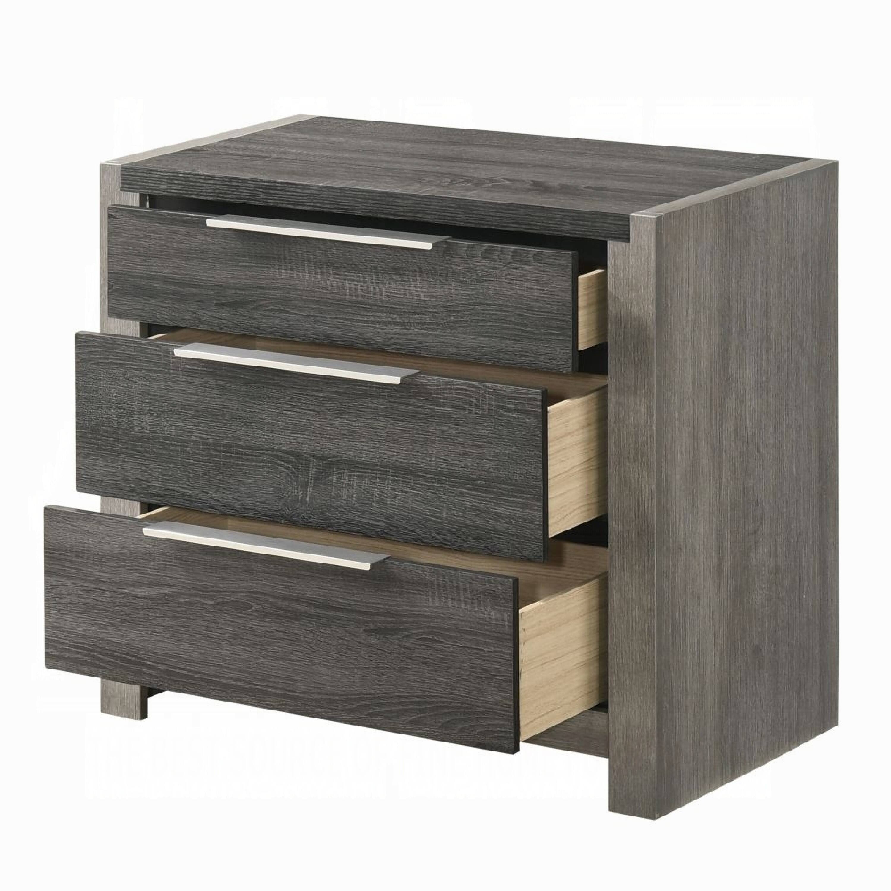 Alt View 2. Manhattan Lane - Joho Nightstand, 30 Inch, 5 Storage Drawers with Metal Handles - Gray, Silver.