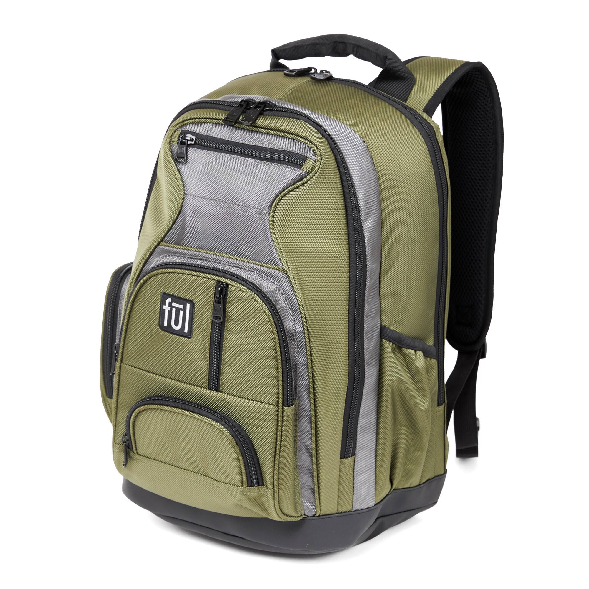 Left. Ful - Free Fallin' Padded Laptop Backpack, Fits Up to 17-Inch Laptops - GREEN.