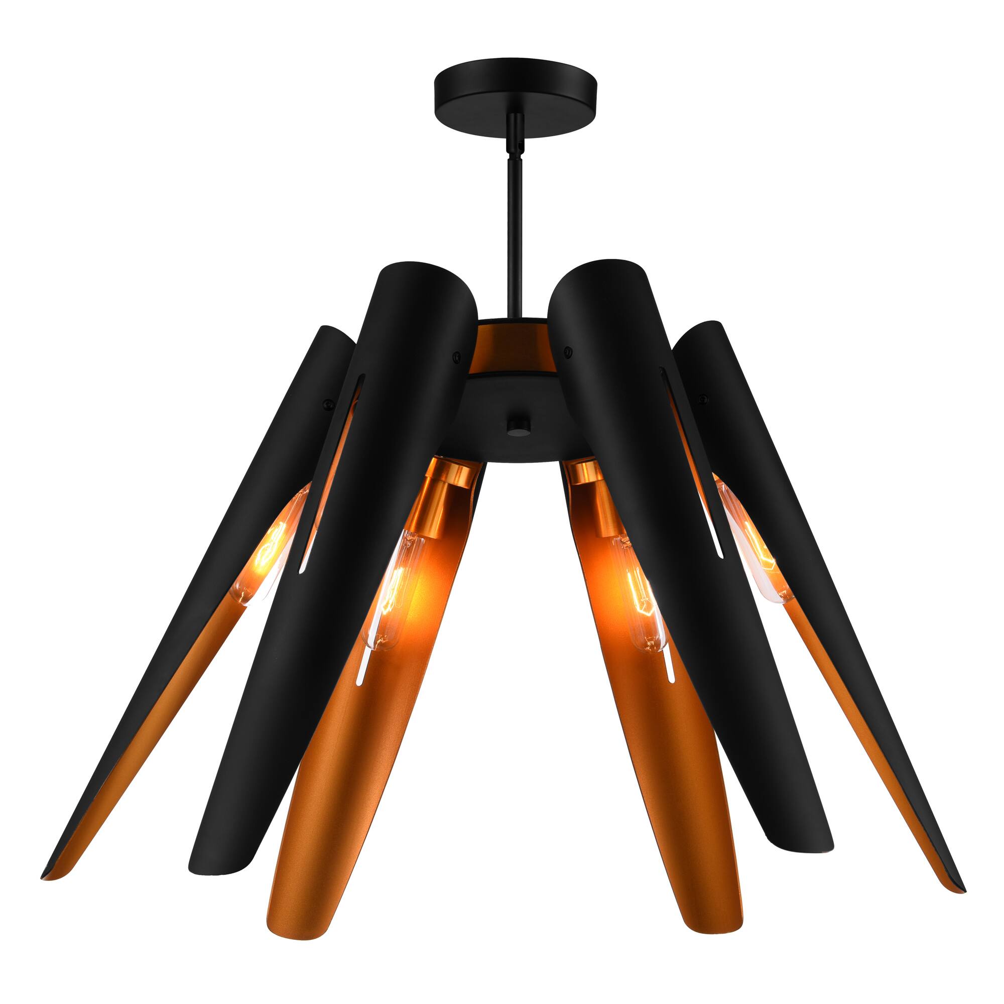 Left. CWI Lighting - Amar 6 Light Chandelier With Matte Black Finish - Matte Black.