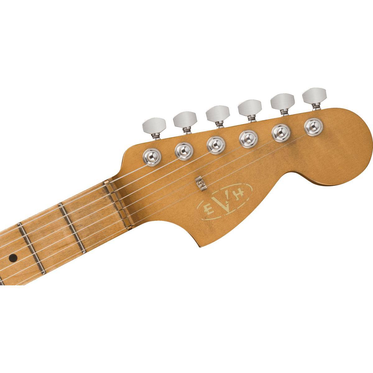 Alt View 4. EVH - EVH Striped Series '78 Eruption Electric Guitar, White with Black Stripes Relic.