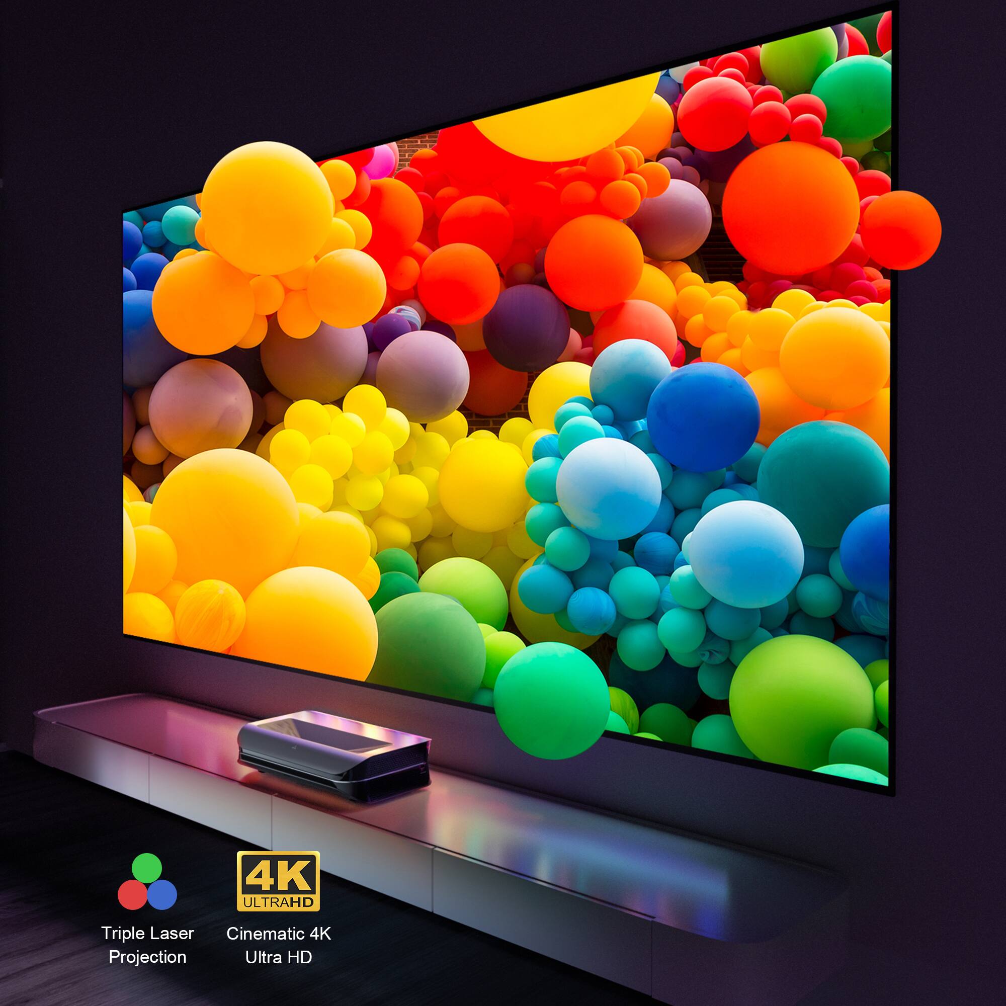 The text on the image reads "4K ULTRAHD Triple Laser Cinematic 4K Projection Ultra HD."