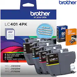 Brother - LC401 4PK Genuine Standard Yield 4-Pack Color Ink Cartridges with Guide
