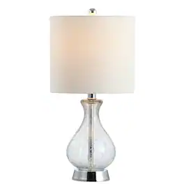 Jonathan Y - Playa 21" Metal/Crackled Glass LED Table Lamp, Chrome - Clear/Chrome