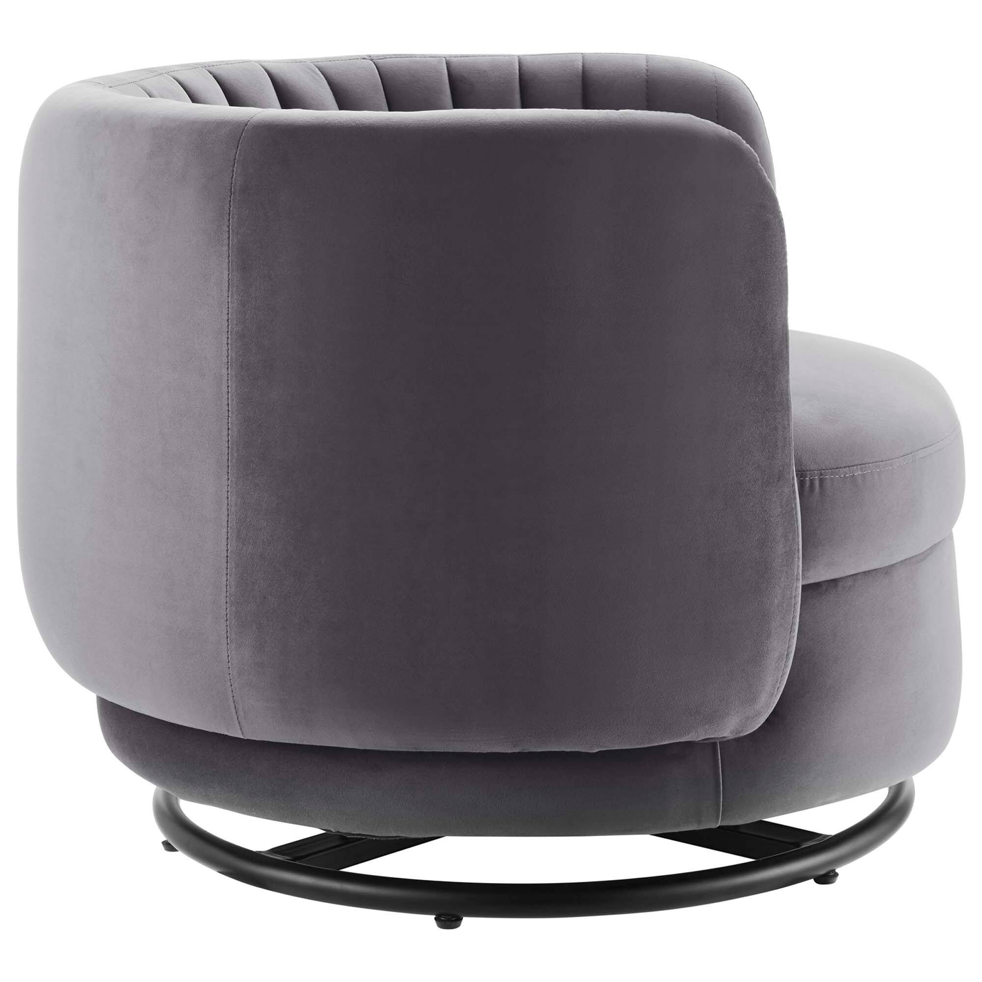 Back. Modway - Embrace Tufted Performance Velvet Swivel Chair by Modway - Black Gray.