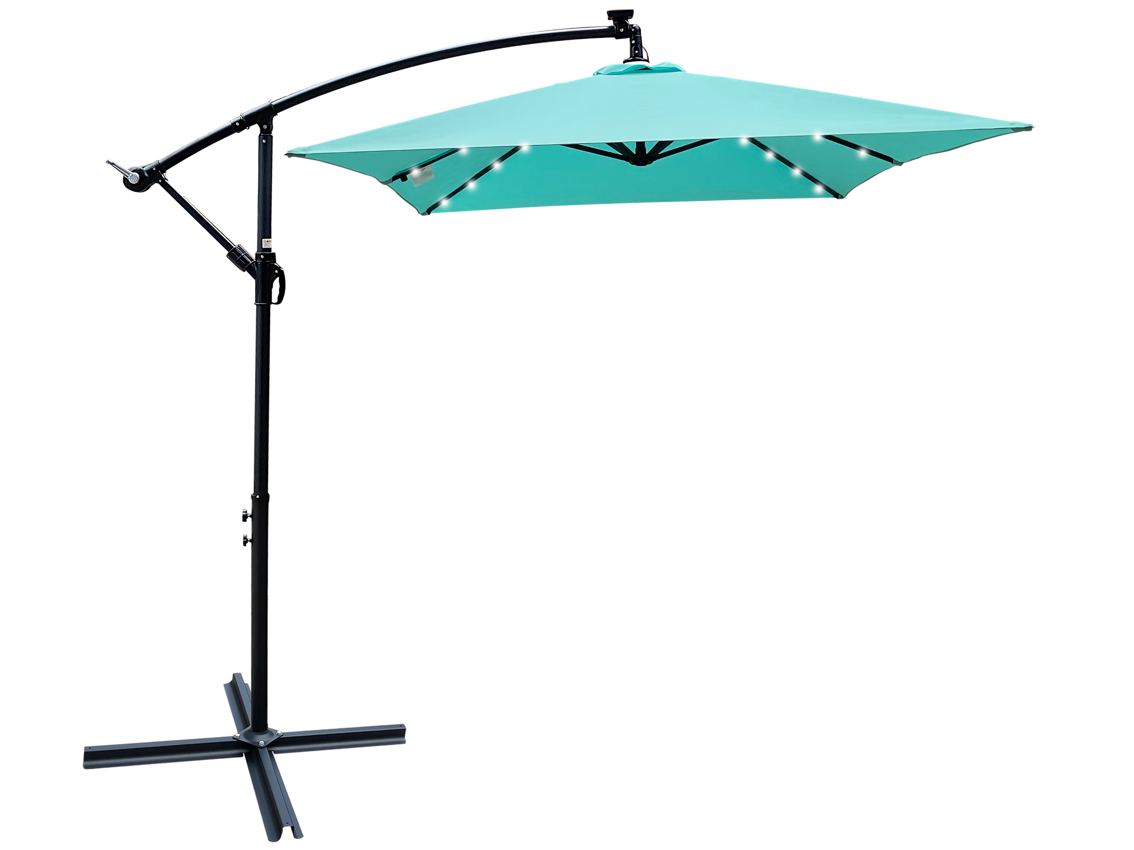 Left. Loheer - Loheer Rectangle Solar Powered LED Lighted Patio Umbrella Waterproof Market Sun Shade with Crank and Cross Base for Pool.