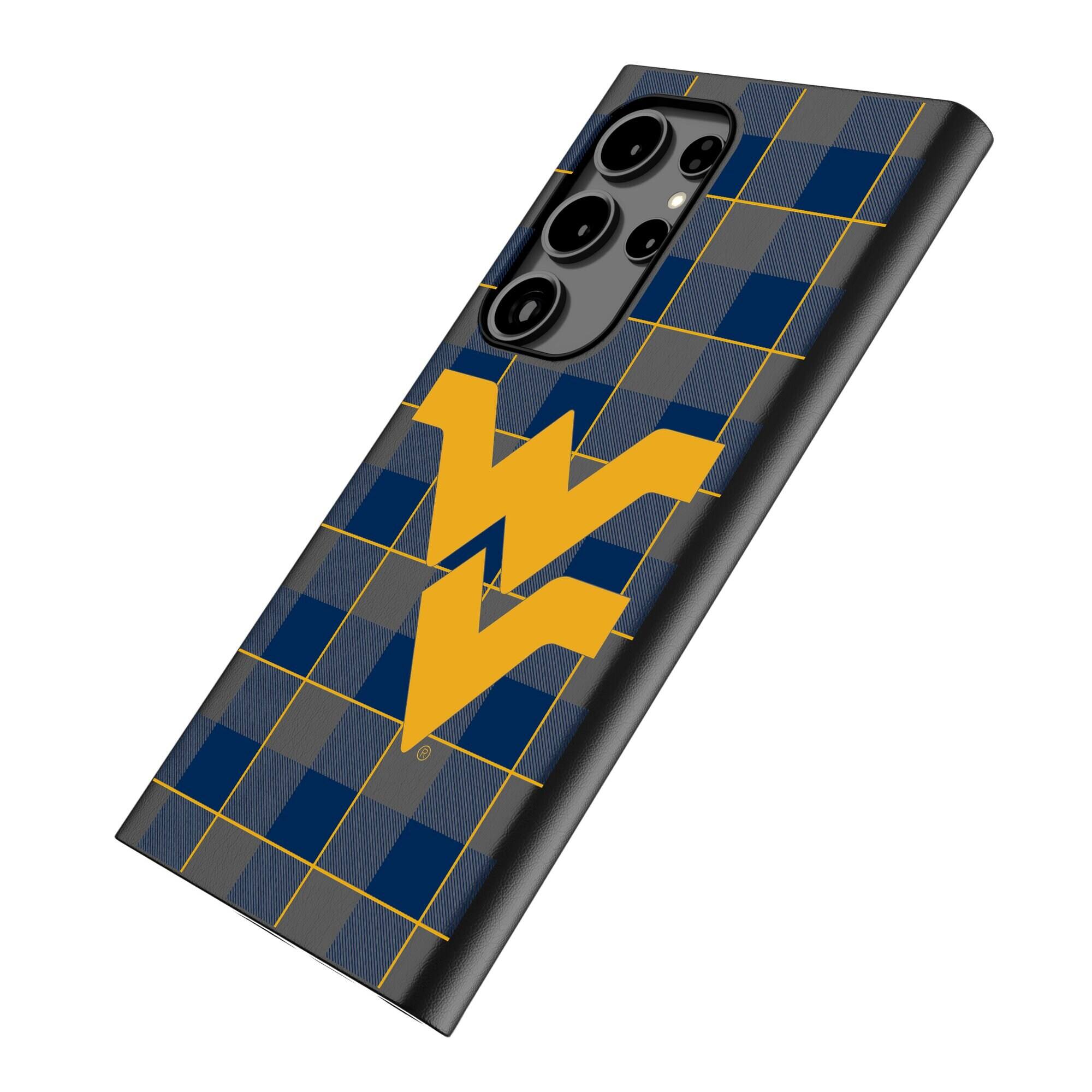 Alt View 1. Keyscaper - West Virginia Mountaineers Plaid Galaxy Magnetic Bump Case - S25 - Black.