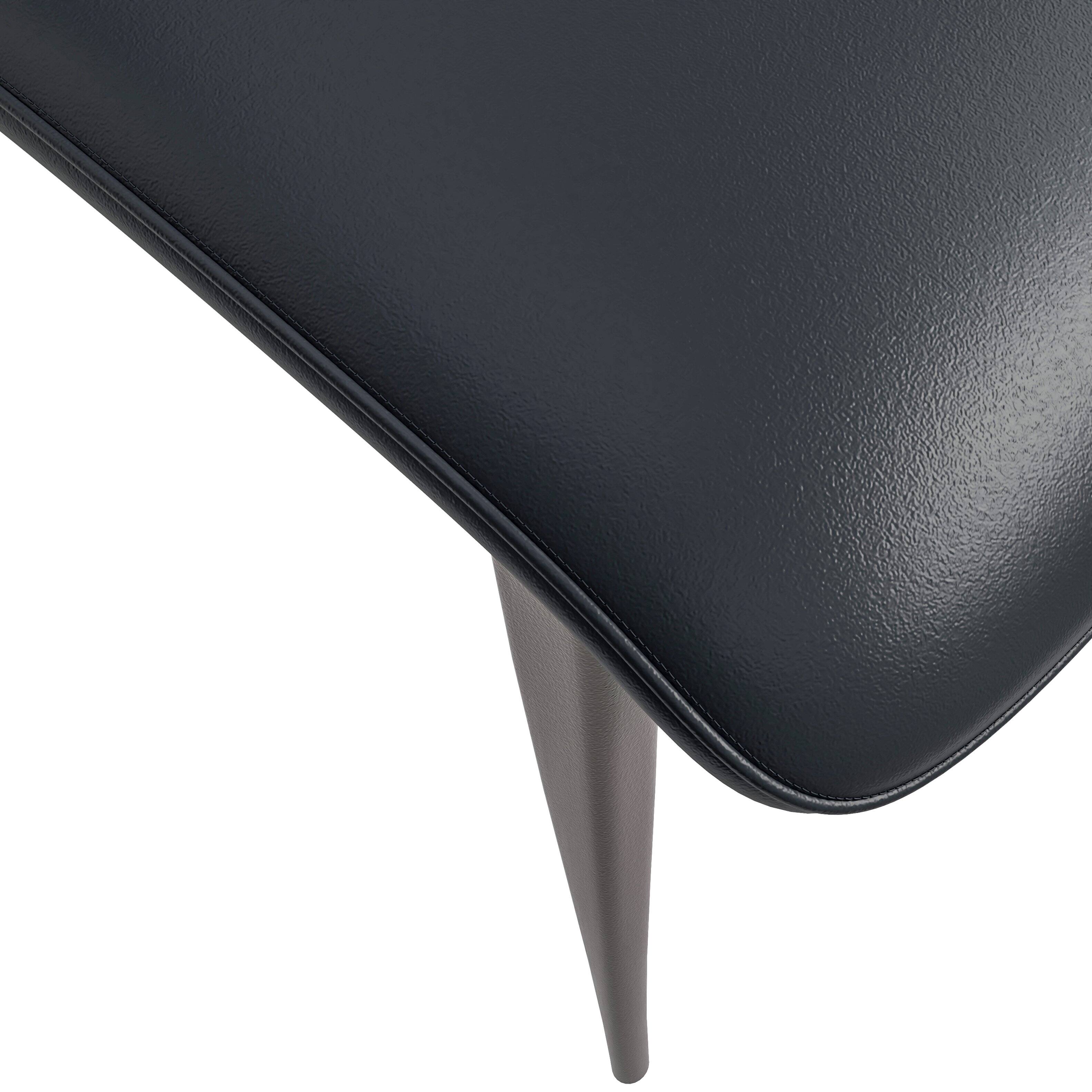 Alt View 7. LeisureMod - Aspen Modern Curved Back Waterproof PU Leather Dining Chair with Black Iron Legs - Black.