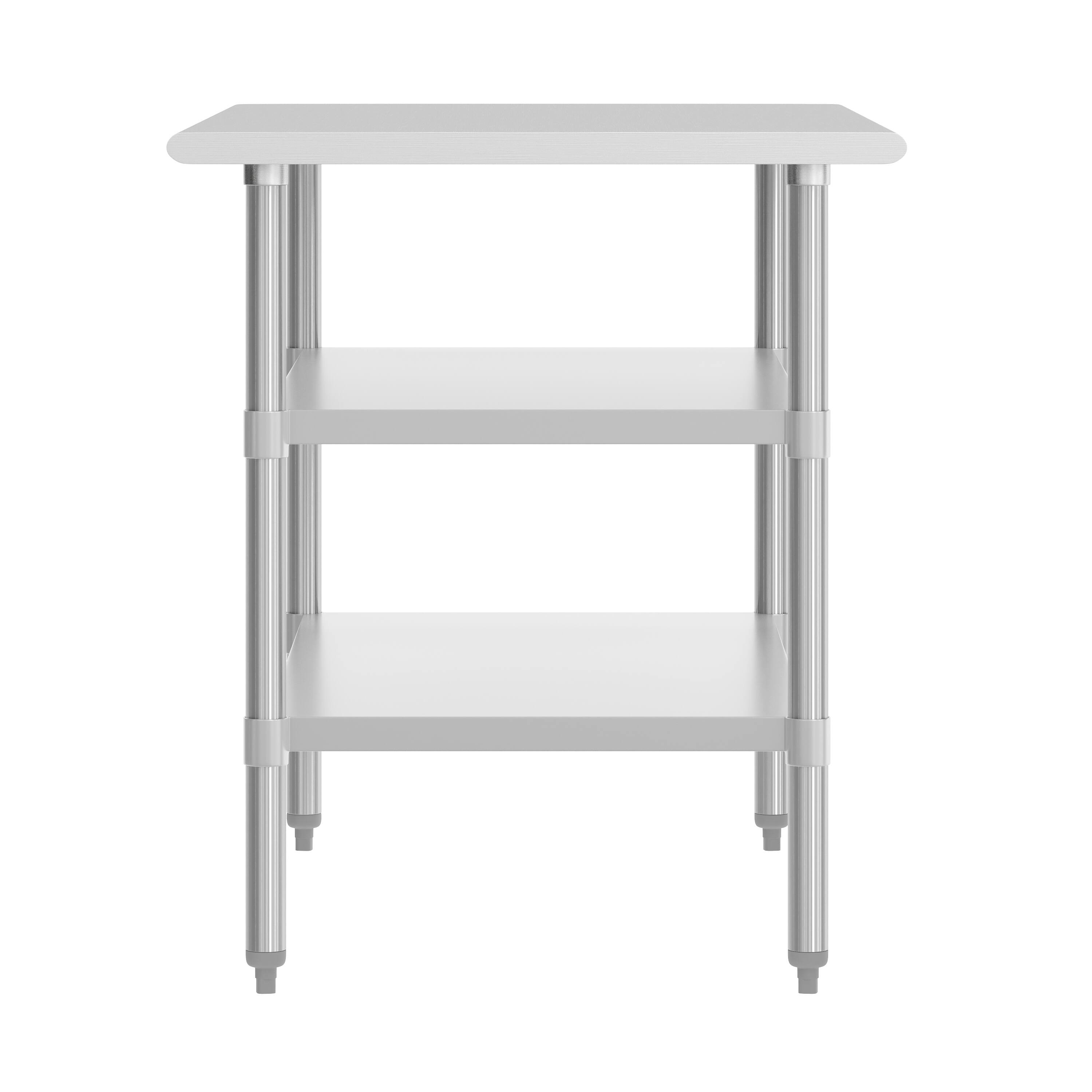 Left. Flash Furniture - Reese 30x48 Portable Prep and Work Table with NSF Certified 18 Gauge Stainless Steel Top Shelf and 2 Adjustable Galvaniz - Gray.