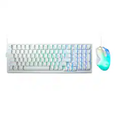 Front. iBUYPOWER - iBUYPOWER MK9 RGB Mechanical Gaming Keyboard and Mouse Combo - White, Tactile Brown Switches - White.