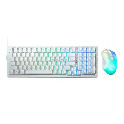 Front. iBUYPOWER - iBUYPOWER MK9 RGB Mechanical Gaming Keyboard and Mouse Combo - White, Tactile Brown Switches - White.