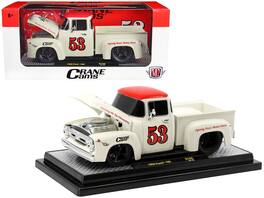 M2 - 1956 Ford F-100 Pickup Truck Wimbledon White Red Top "Crane Cams" 1/24 Diecast Model Limited 6150 pcs Worldwide - White With Red