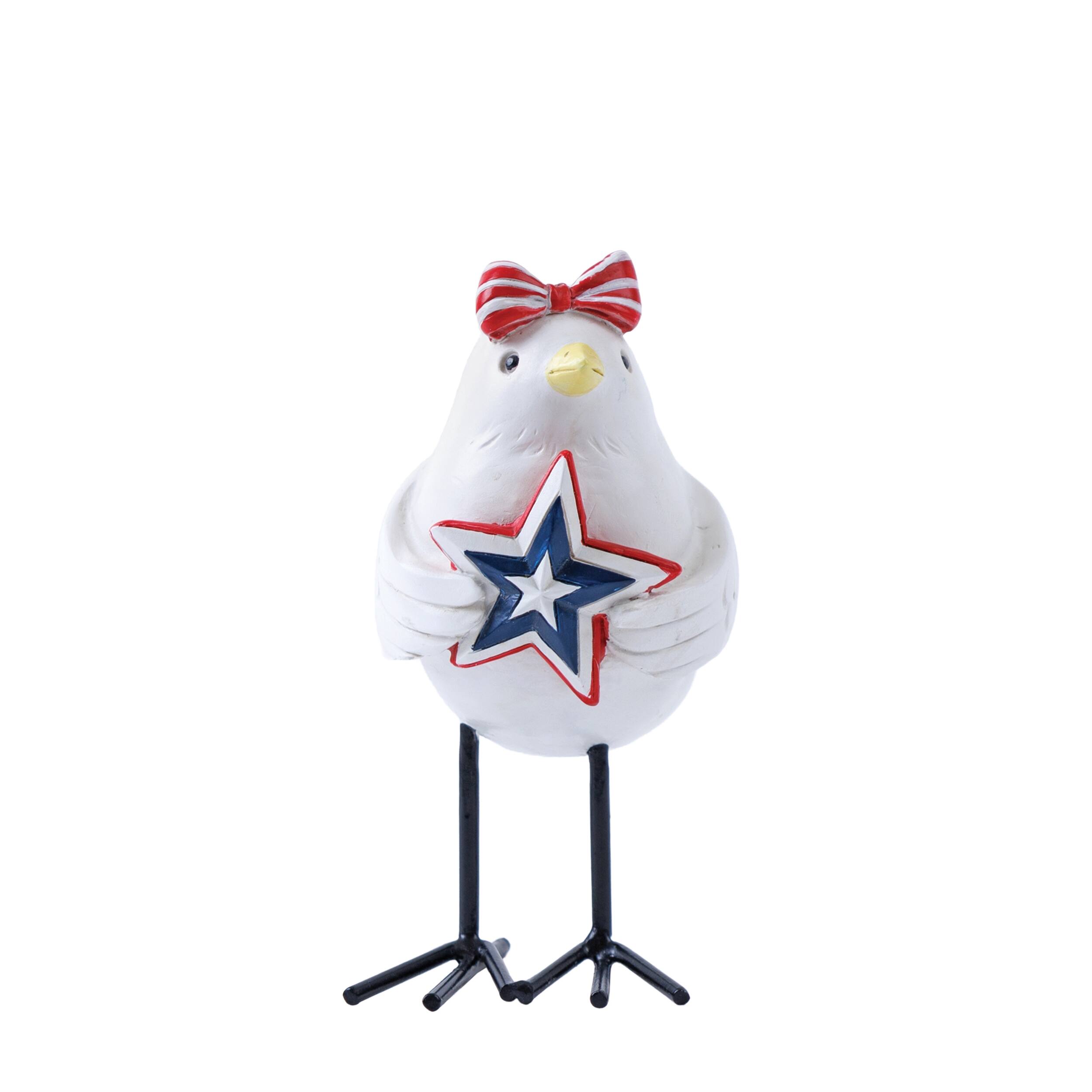 Back. BreeBe - Americana Bird Figurine (Set of 3) - Red, White, Blue.