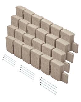 VEVOR - Faux Stone Landscape Edging, 47.2 x 9 in Realistic Lawn Edging, Flexible Brick-Sized Garden Edging Border - Beige