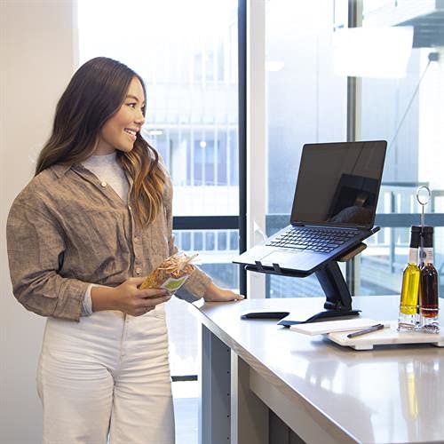 Alt View 5. Ergotron - Notebook Lift Stand 6-inch Adjustable Tilt Vented Platform 360° Rotation Desk Mount Accessory Kit - Black.