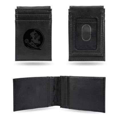 Front. Rico Industries - Florida State Seminoles Black Money Clip Front Pocket Slim Wallet - Multi.
