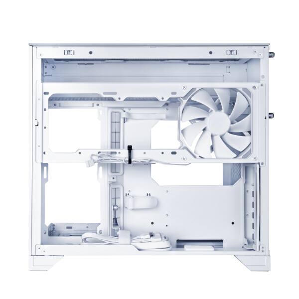 Alt View 1. Lian Li - O11 Vision-M O11VMW Dual-chamber Design Pre-installed 140 mm Fan Micro ATX Case - White.