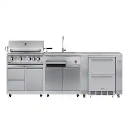 Koolmore - Outdoor Modular Kitchen with a 30 in. BBQ Grill And Grill Cabinet, Sink, Refrigerator and Cabinet - Stainless Steel