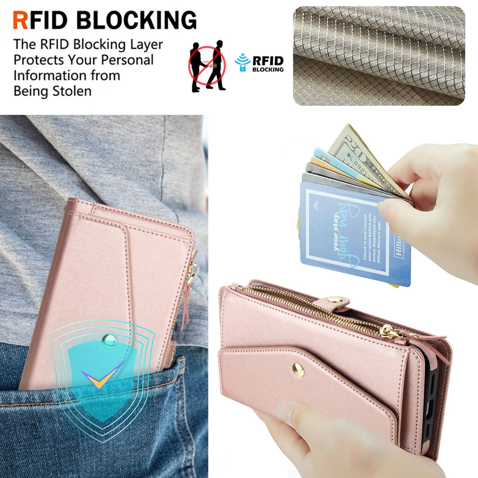 RFID BLOCKING  
The RFID Blocking Layer Protects Your Personal Information from Being Stolen

RFID 1 BLOCKING

seo stay, ham shoose Download the your in and Reners mof Check yourn arrive. Hilton  
Hilto  
ONON