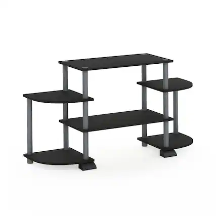 Front. Furinno - Turn-N-Tube Rounded Corner TV Entertainment Center - Black/Grey.