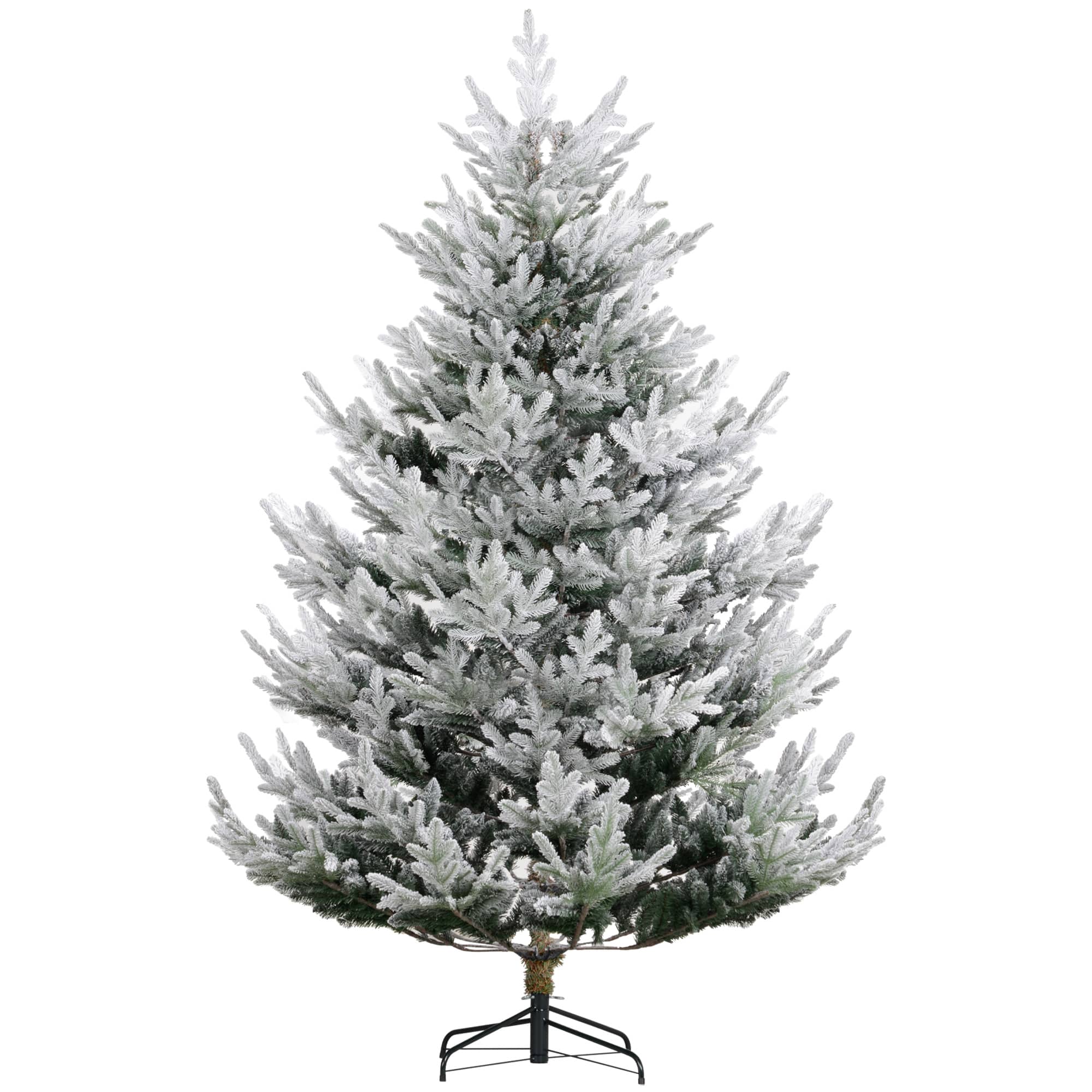 Homcom - Nordic Pine Hinged Artificial Christmas Tree, 1218 Realistic Branches Snow - Green