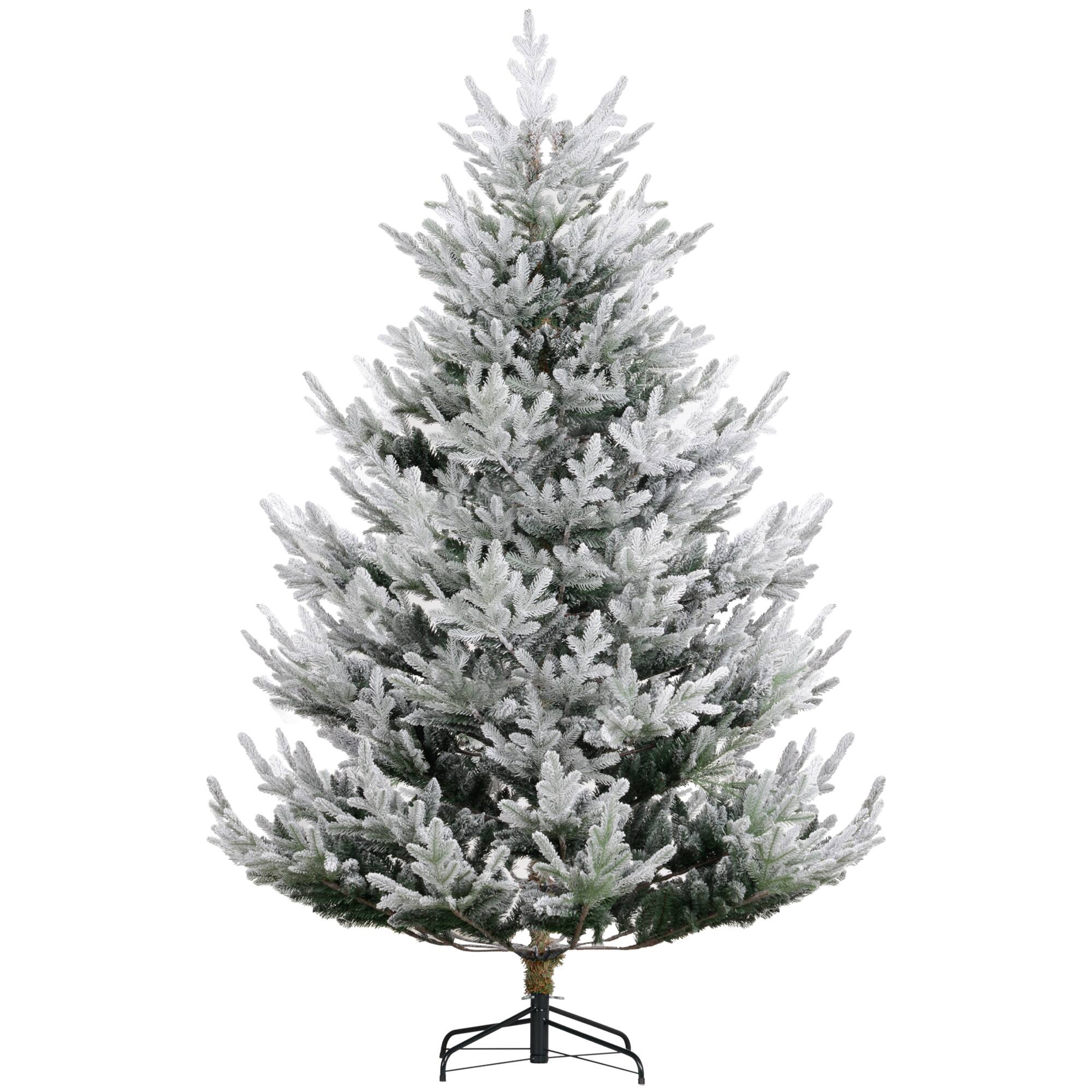Front. Homcom - Nordic Pine Hinged Artificial Christmas Tree, 1218 Realistic Branches Snow - Green.