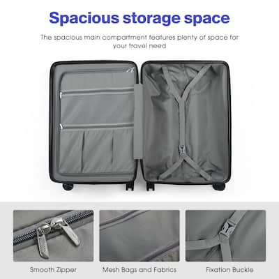Sugift 3 Piece Hardshell Luggage Sets Checked Spinner PC & ABS Sugift 3 Piece Hardshell Luggage Sets Checked Spinner PC & ABS