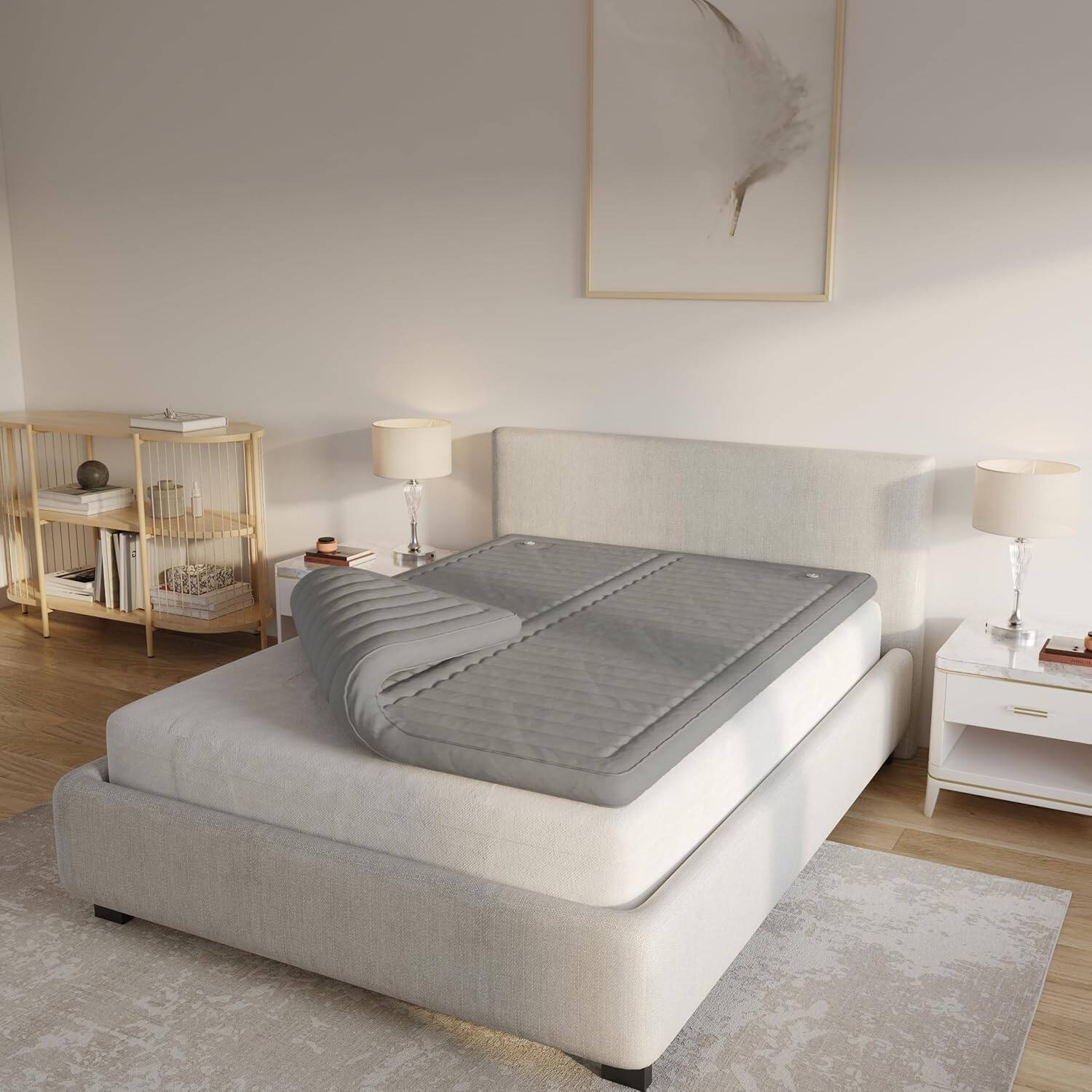 Alt View 5. TopAire - Boyd Sleep Top Aire Supreme Inflatable Mattress Topper, Dual Side Adjustment, 4 inch height, Queen Size - GREY.