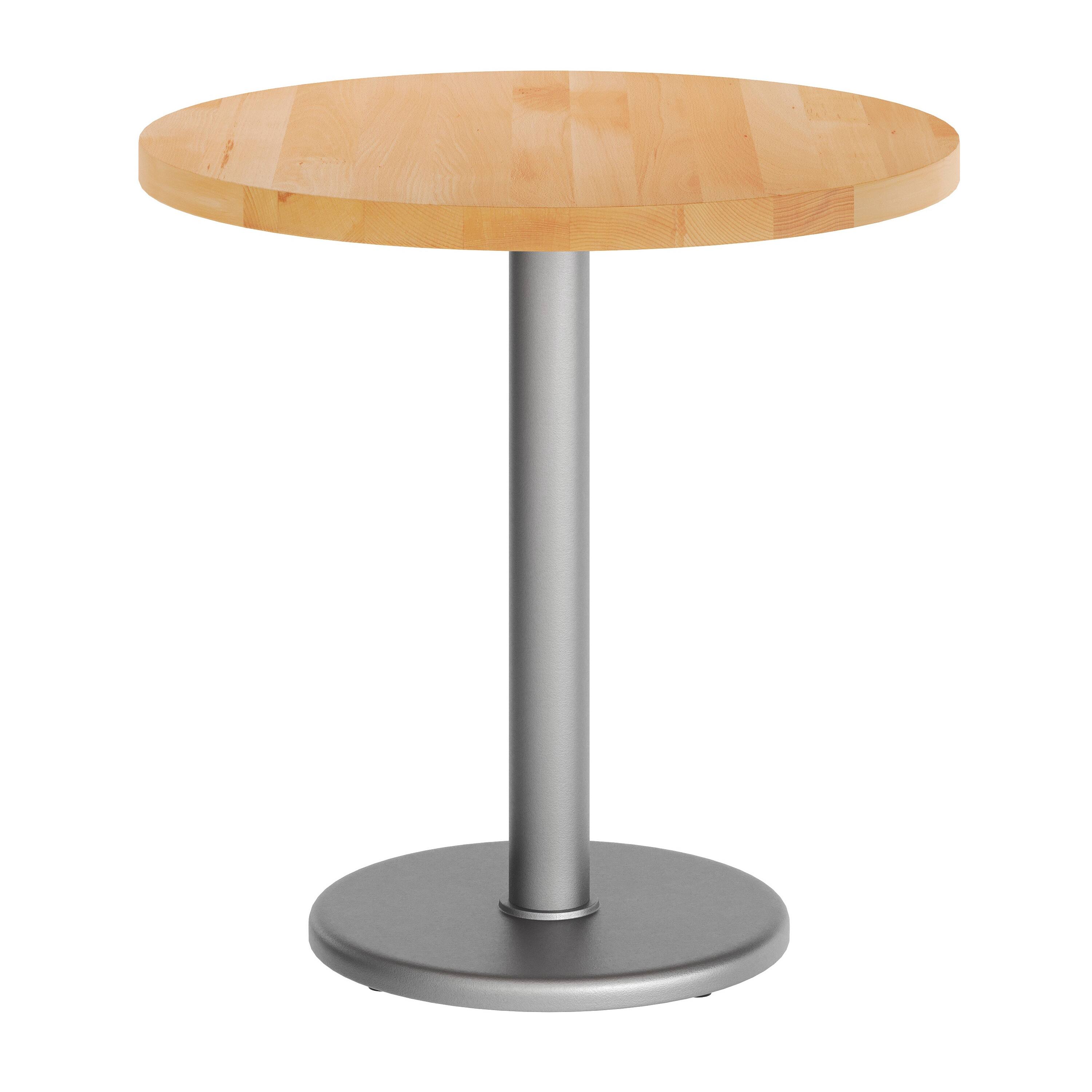 Angle. Flash Furniture - Bennett 30" Round Solid Wood Commercial Indoor Tabletop in Natural with 18" Round Dining Height Rust-Resistant Silver Ca - Natural.