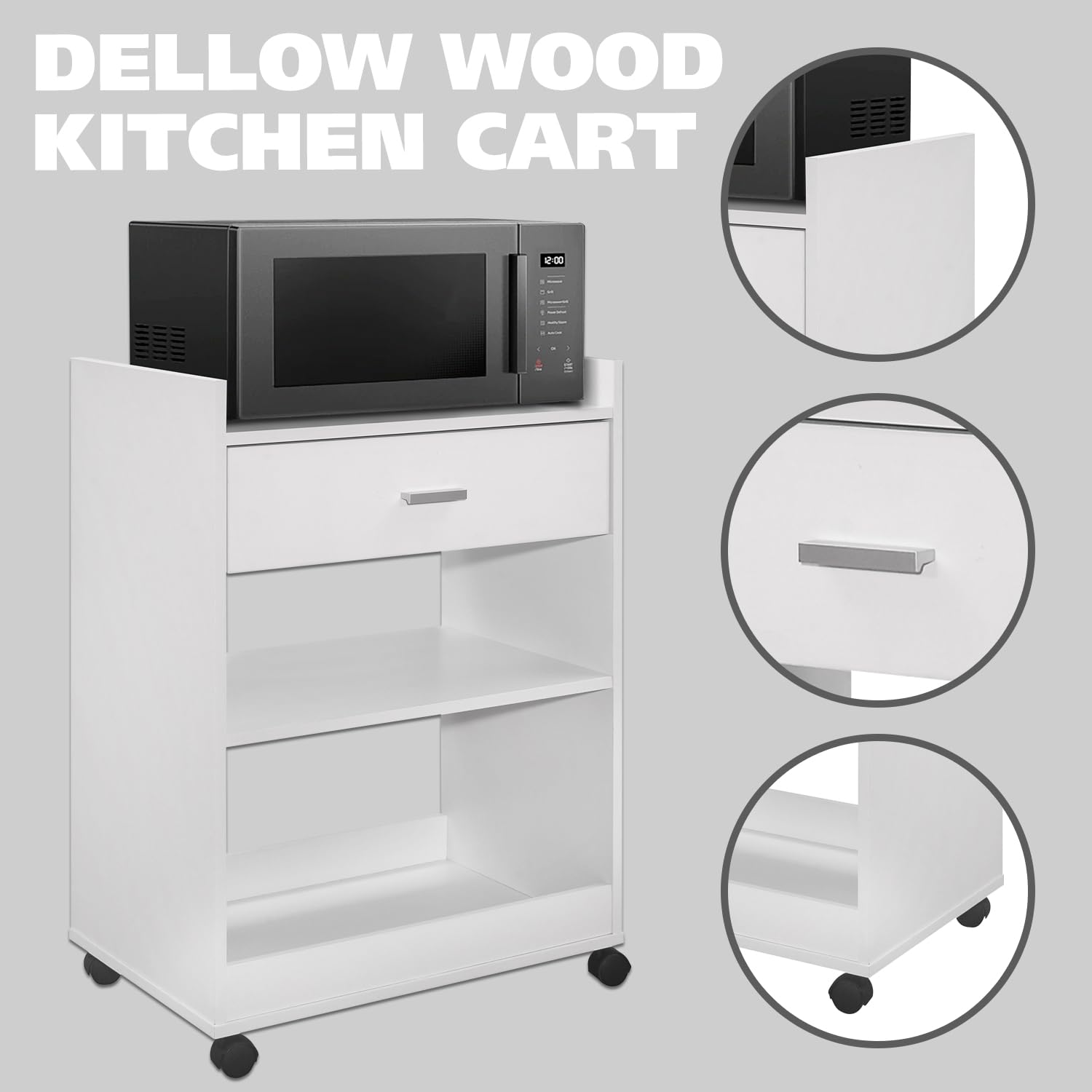 DELLow Wood Kitchen Cart