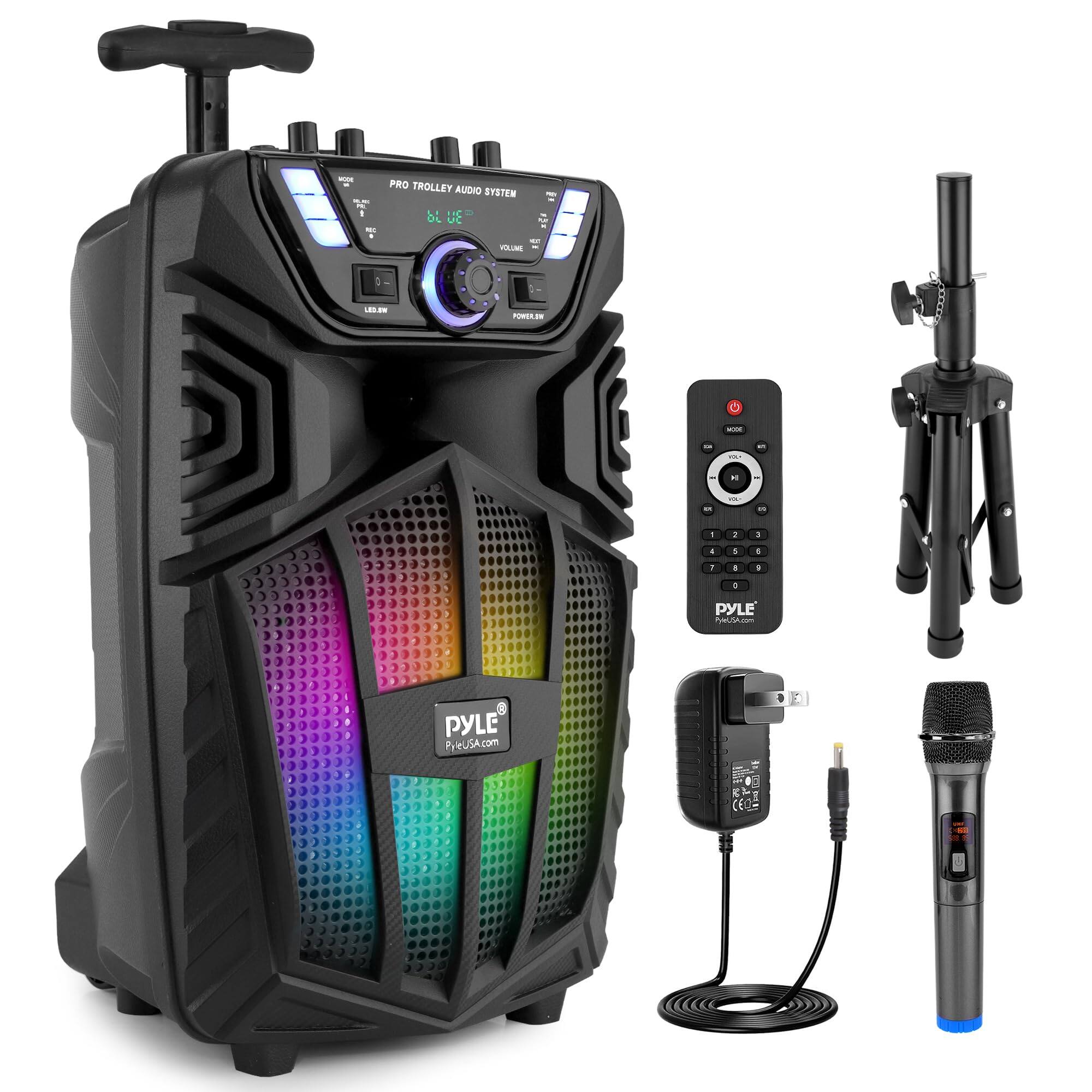 PYLE - 480W Portable Bluetooth PA Speaker with - Black