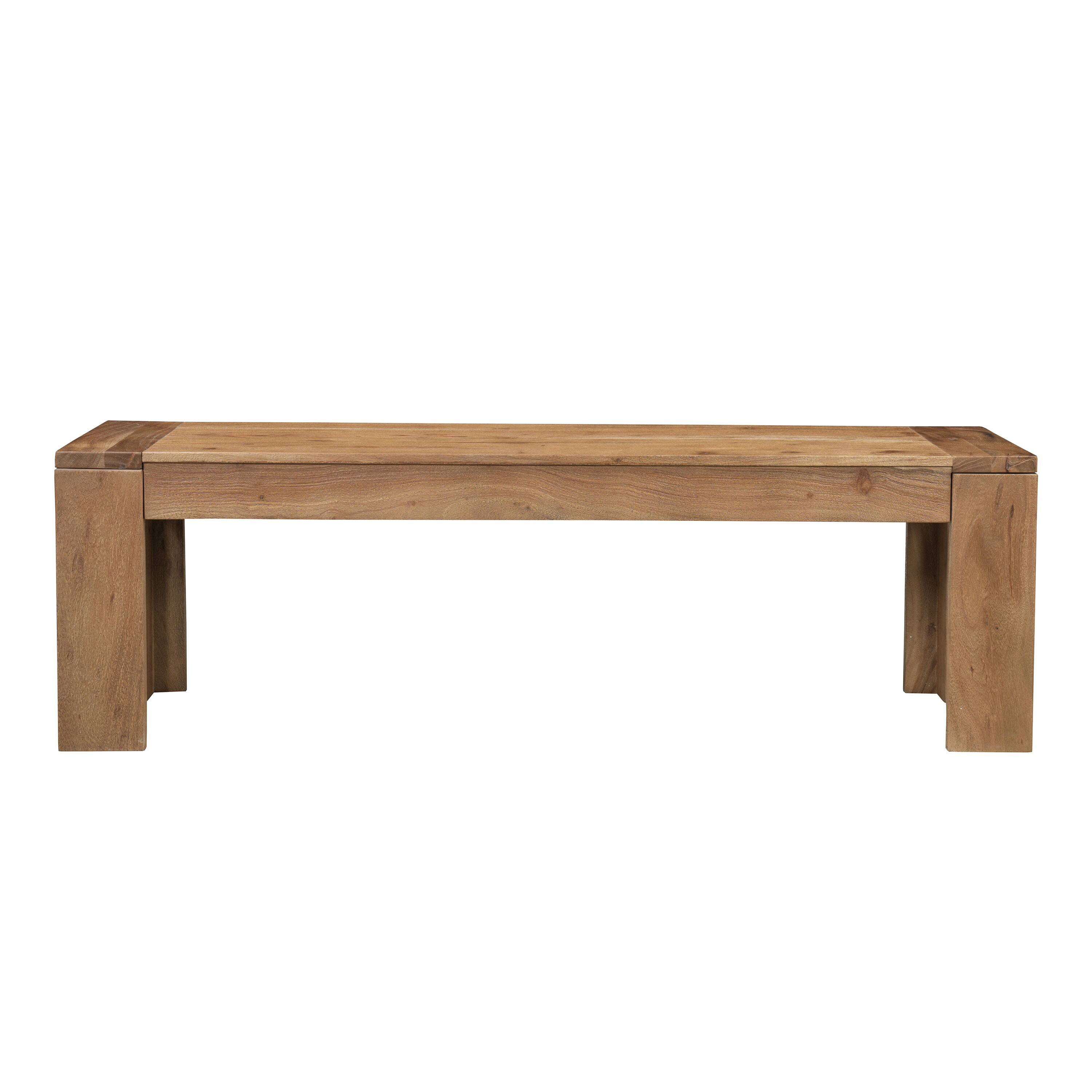 Front. Manhattan Lane - Himaru 3 Seater Bench, Premium Acacia Wood with Light Brown Finish, T Shape Legs, 58 inch - Light Brown.
