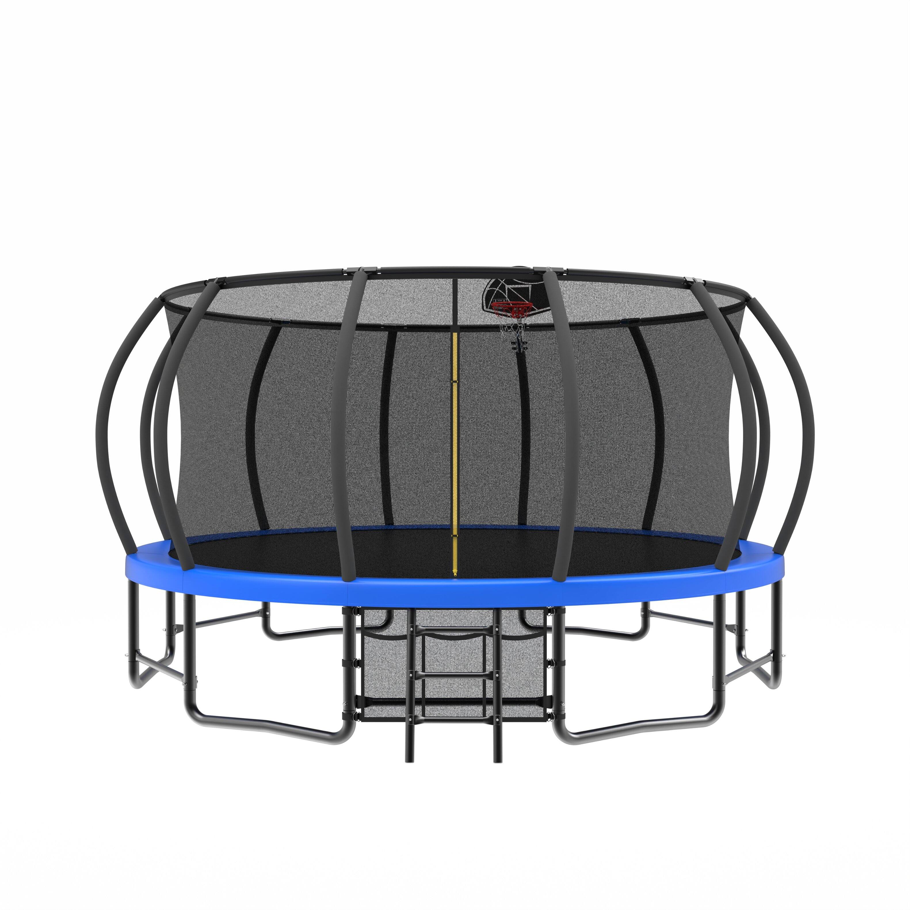 Front. LOVMOR - Lovmor 15 FT Trampoline with Basketball Hoop and Ladder Recreational Trampoline for Adults.