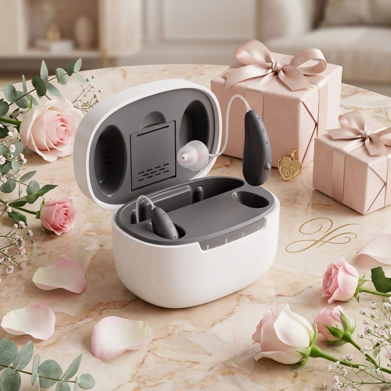 Ceretone - Beacon OTC Self - Fitting Hearing Aids - Digital Noise Reduction, Feedback Cancellation and Bluetooth Streaming - Silver