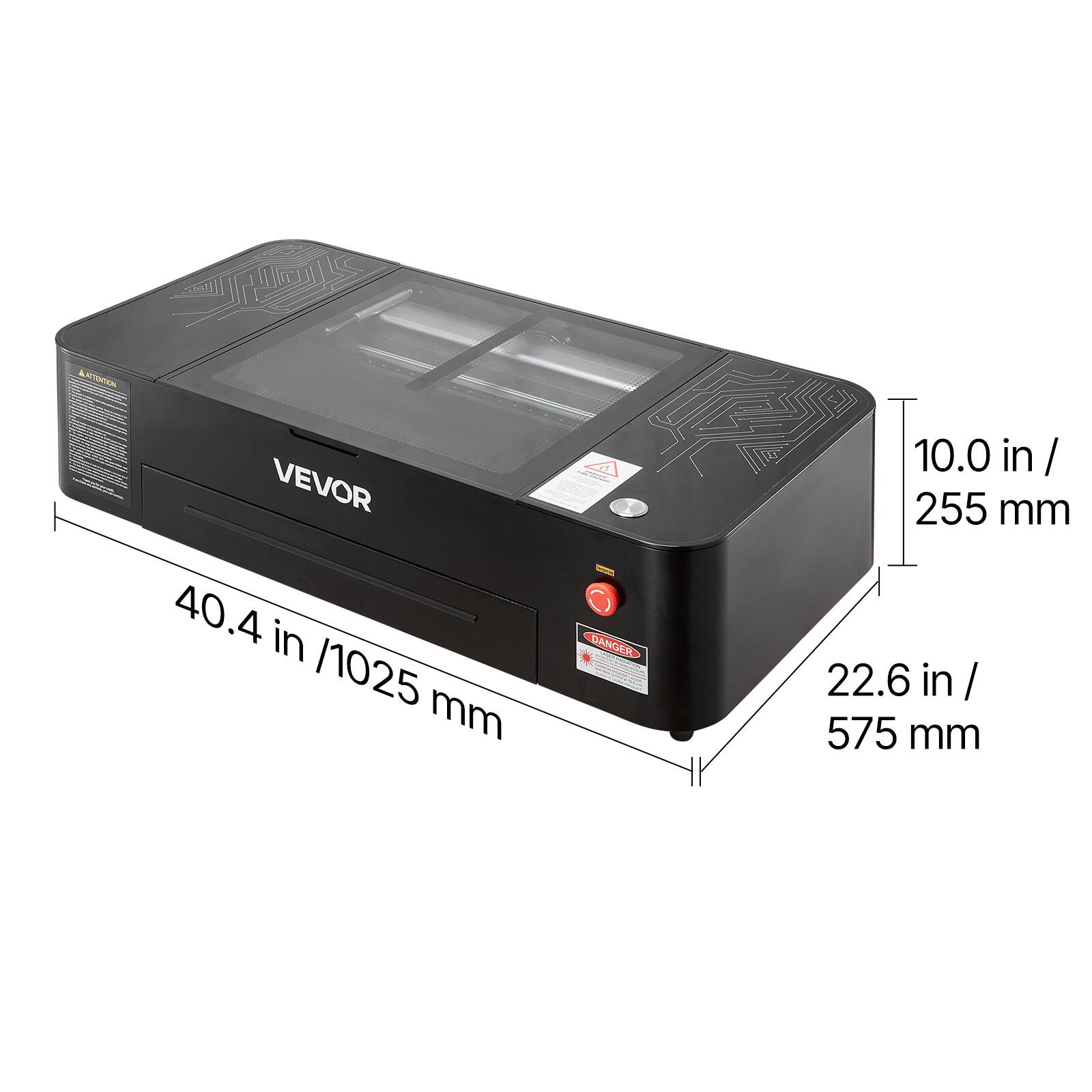 AATTIANH VEVOR  
10.0 in / 255 mm  
40.4 in / 1025 mm  
22.6 in / 575 mm