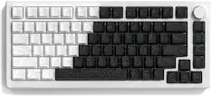 Front. Womier - Double Shot PBT keycaps,Topographic Keys Cherry Profile Key caps for All US Layout Mechanical Keyboardd - White-black.