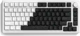 Womier - Double Shot PBT keycaps,Topographic Keys Cherry Profile Key caps for All US Layout Mechanical Keyboardd - White-black