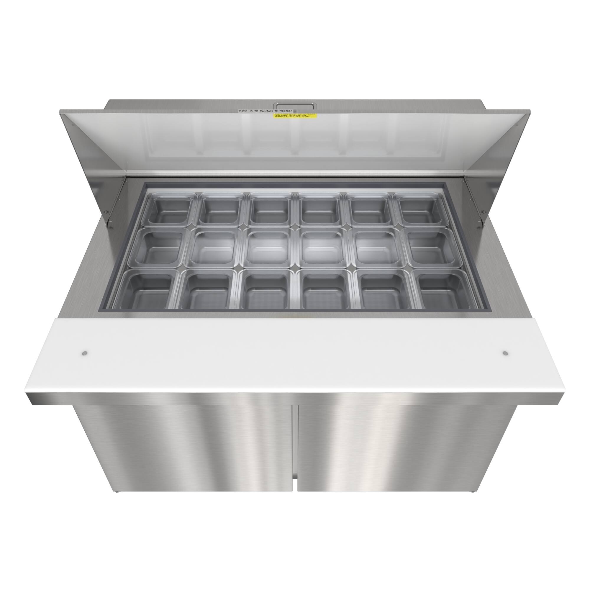 Alt View 3. Koolmore - 46 in. Commercial 2-Door Refrigerated Mega Salad and Sandwich Prep Table, 18 Pan Capacity and 14 Cu. Ft. of Storage - Stainless steel.