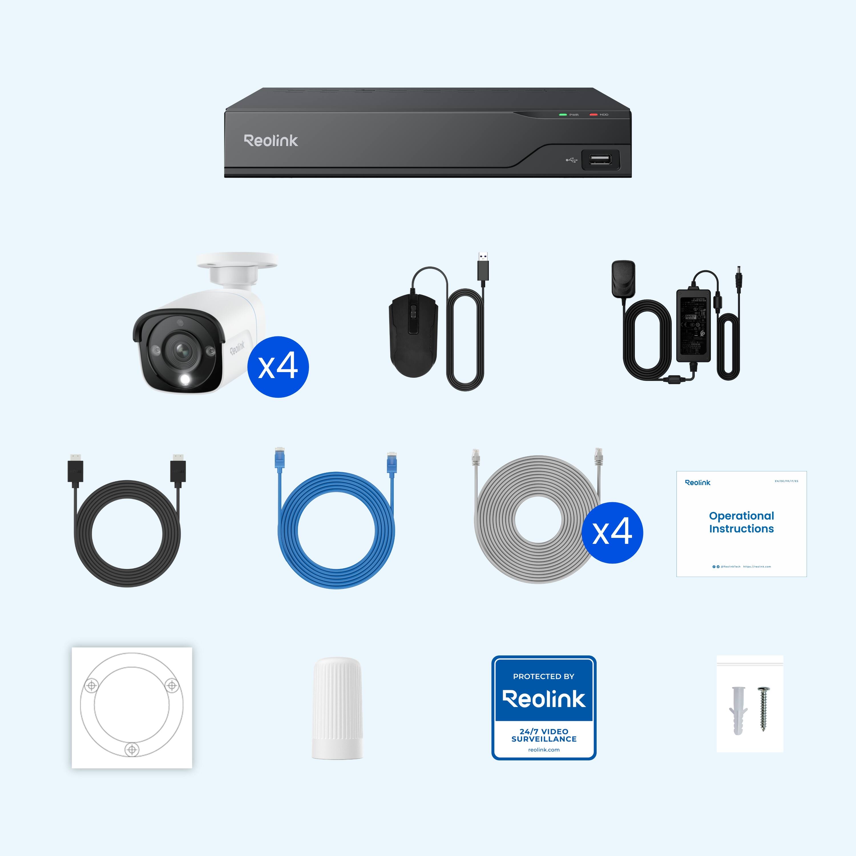 Reolink Oeer x4 Snemainke | x4 Operational Instructions .. | | D PROTECTED BY Reolink 24/7 VIDEO SURVEILLANCE