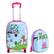 Front. Costway - 2Pcs 12'' 16'' Kids Luggage Set Suitcase Backpack School Travel Trolley ABS - pink & light blue.