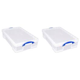 Really Useful Box - 33L Storage Container w/Snap Lid & Clip Lock Handle, 2 Pack - Clear