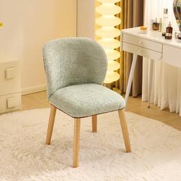 Winado - Chenille Velvet Curved-Back Armless Vanity Fluffy Makeup Chair Solid Wood Legs for Study Bedroom Dressing for Girls - Green
