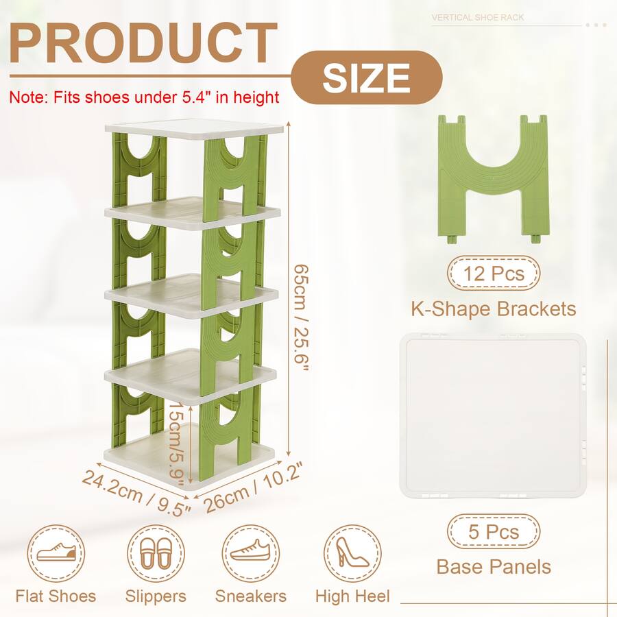 High Vertical Racks Unique Bargains 5 Tier Free Standing Shoe Rack, Vertical Narrow ...