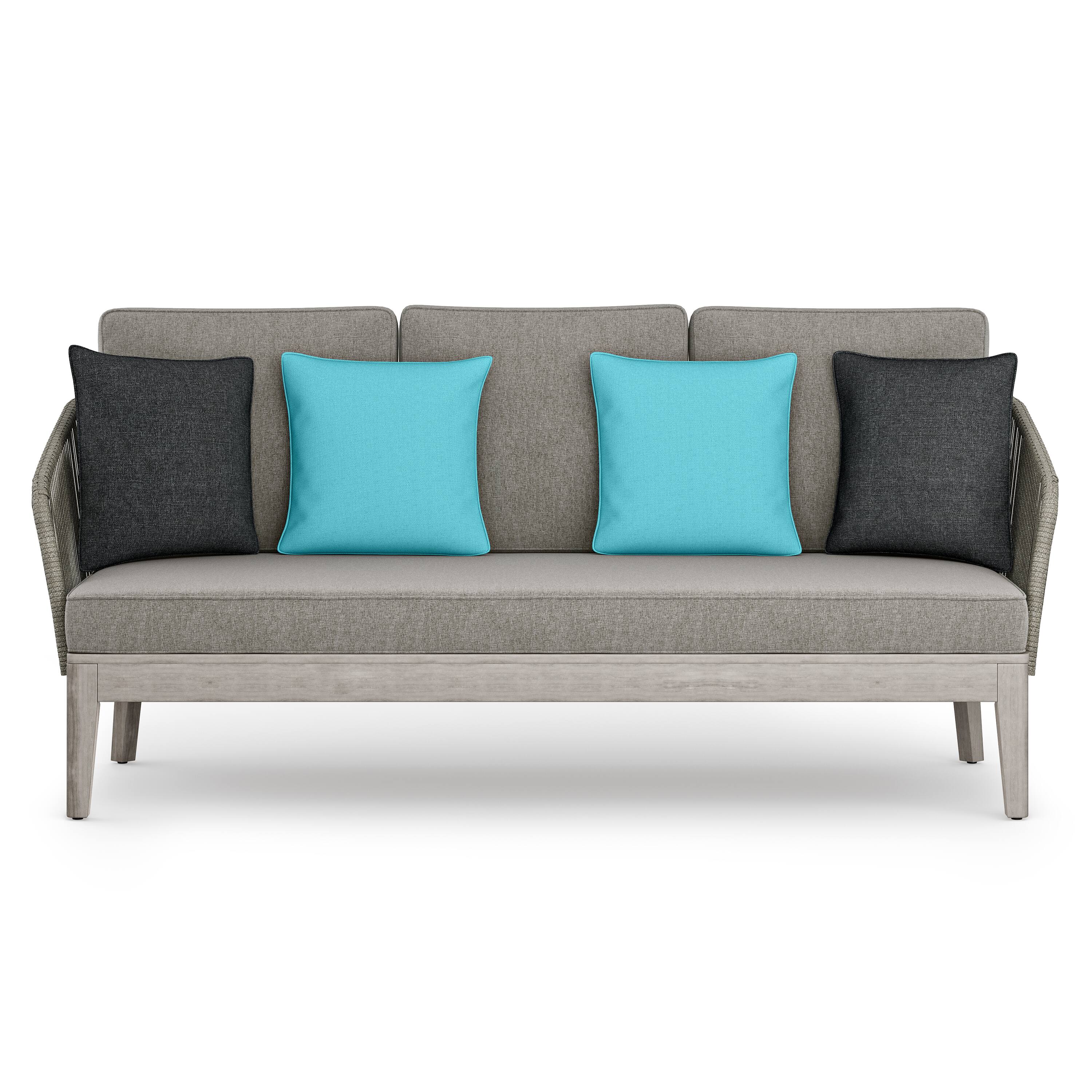 Left. Simpli Home - Carmel 75 inch Wide Contemporary Outdoor Sofa in Polyester Fabric - Sand Drift.