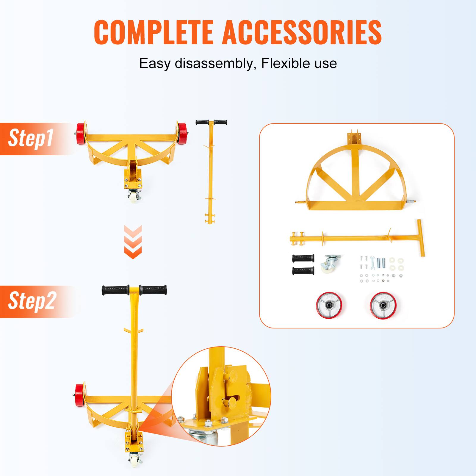 COMPLETE ACCESSORIES  
Easy disassembly, Flexible use  

Step1  
Step2